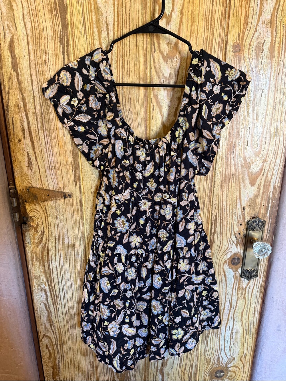 Old Navy Black Floral Smocked Waist Mini Dress